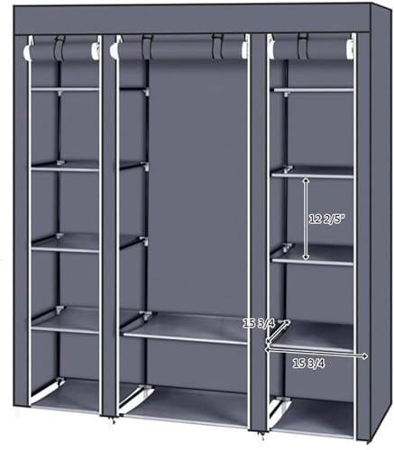 QZLNONTK Kleidergarderobe, tragbarer Kleiderschrank, Beweglicher Kleiderschrank for Schlafzimmer, leichte Kleidung, platzsparend(Grey) von QZLNONTK