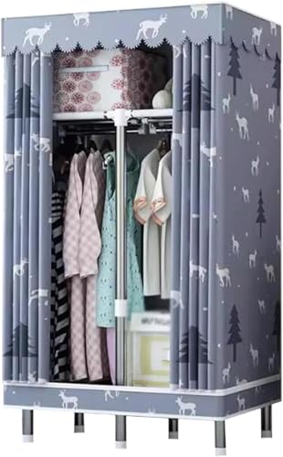 QZLNONTK Kleidergarderobe, tragbarer Kleiderschrank, Stahlrahmen-Kleiderschrank, Schlafzimmerschrank, platzsparend, einfach zu montieren(A,83cm/32.7in) von QZLNONTK