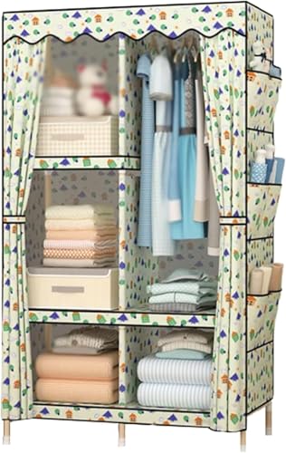 QZLNONTK Kleidergarderobe, tragbarer Kleiderschrank, Tragbarer Kleiderschrank aus Holz. Aufbewahrungsschrank. Kleiderständer(A) von QZLNONTK