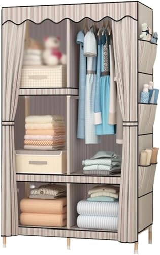 QZLNONTK Kleidergarderobe, tragbarer Kleiderschrank, Tragbarer Kleiderschrank aus Holz. Aufbewahrungsschrank. Kleiderständer(D) von QZLNONTK