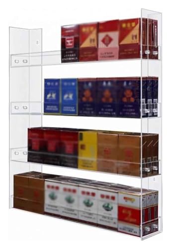 Regaletiketten für den Einzelhandel, An der Wand montierter Zigarettenständer, Zigarettenständer for den Schreibtisch, rechteckiges Thekenregal aus Acryl for den Ladenmarkt (4 Ebenen)(Style1) von QZLNONTK