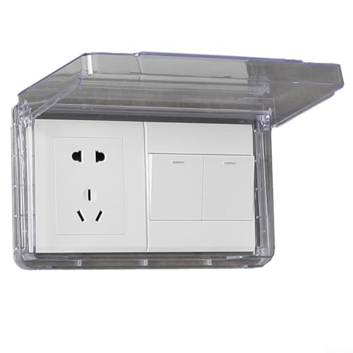 Steckdosenabdeckungsbox, Schlanke, wasserdichte Steckdosenabdeckung for die Badezimmerwand. Einfach zu öffnen und zu schließen.(Clear) von QZLNONTK
