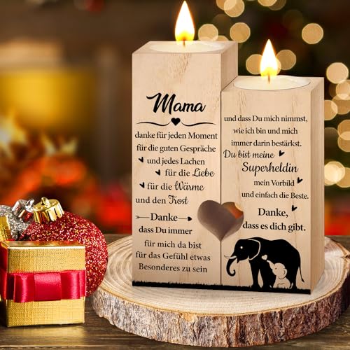 Mama Geschenk Kerze, Geschenke für Mama zum Geburtstag Muttertag Personalisiert Kerzenständer, Geschenk Mutter Geburtstag Kerzenhalter, Geburtstagsgeschenk Muttertagsgeschenk für Mama Kerzen von QZOSZ