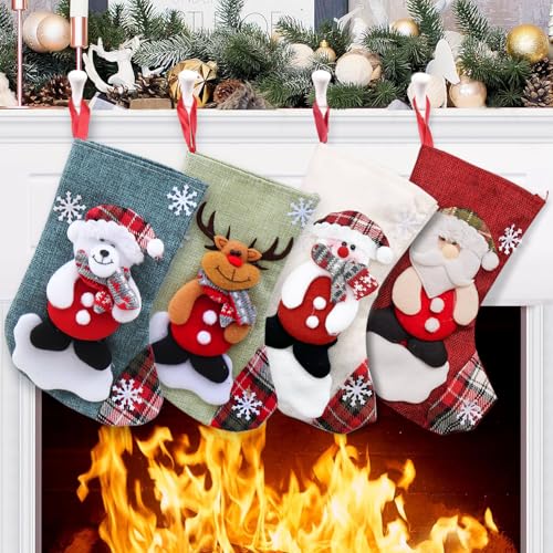 QZOSZ Nikolausstiefel Zum Befüllen, Nikolausstrumpf Jute Weihnachtsstrumpf Kamin Weihnachtsdeko, 4er Set Hängende Weihnachtsstrümpfe Weihnachtssocken Kamin Weihnachtsbaum Weihnachten Deko QZOSZ Nikolausstiefel Zum Befüllen, Nikolausstrumpf Jute Weihnachtsstrumpf Kamin Weihnachtsdeko, 4er Set Hängende Weihnachtsstrümpfe Weihnachtssocken Kamin Weihnachtsbaum Weihnachten Deko von QZOSZ