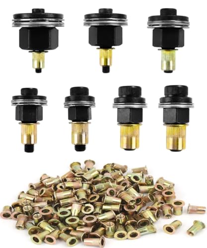 217 Stücke Nietmutternzange set, Nietenzange Nietmuttern, Nieten Set für M3, M4, M5, M6, M8, M10, M12 Nietmutter Werkzeug, Manuelle Nietmaschine, Enthält Jeweils 210 Stück Muttern von QZQUFJ