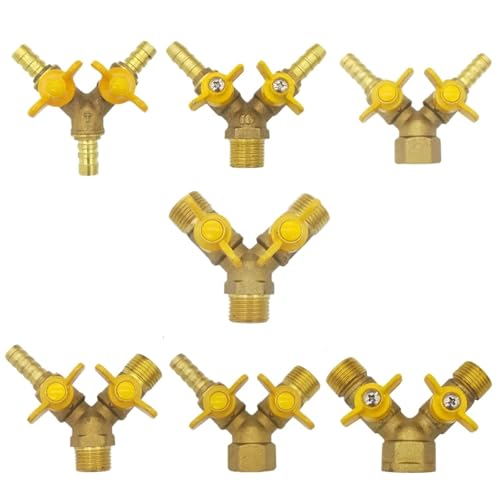 12 mm Widerhaken/1/2 Zoll BSP weiblich/1/2 männlich Y-Form Messing Absperrventil Gas Umschaltventil 60(Type 7) von QZROPXOH