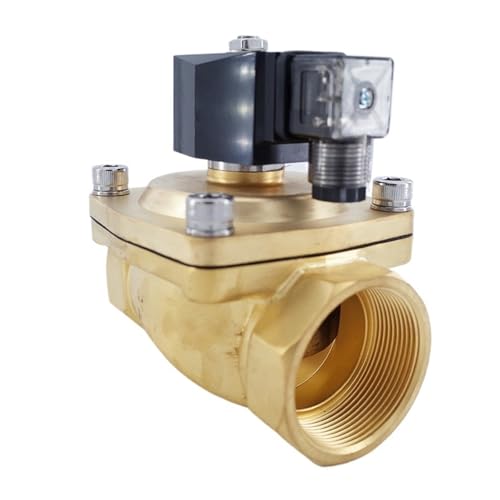 2-Wege-Pneumatik-Messing-2-Zoll-Wassermagnetventil, Nulldruckstart, AC220V, Öffnung 50 mm, normal geschlossen, PU-50 mit Steckertyp(DC12V) von QZROPXOH