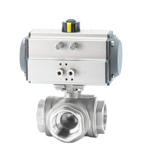 2 Zoll 3-Wege-Dreiteiler Pneumatischer Kugelhahn mit hoher Plattform 304 Edelstahl Q611F-16P(L Type) von QZROPXOH