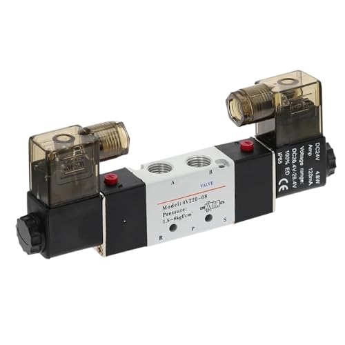 4V220-08 Air Pneumatische Doppel Spule Magnetventil 5 Weg 2 Position 1/4 "1/8" DC12V DC24V Mit Armaturen Schalldämpfer(4V220-08,AC 110V) von QZROPXOH