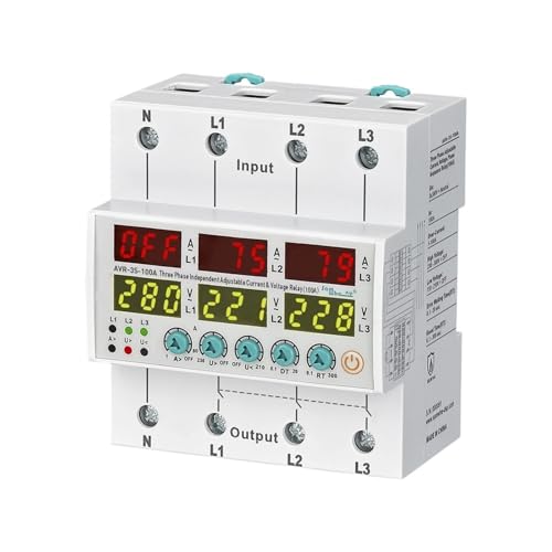 AVR-3S-XXA 3x380V + Neutral Einstellbarer Strom und Spannung Nicht-Synchronisationsrelais 63A, 80A, 100A(63A) von QZROPXOH