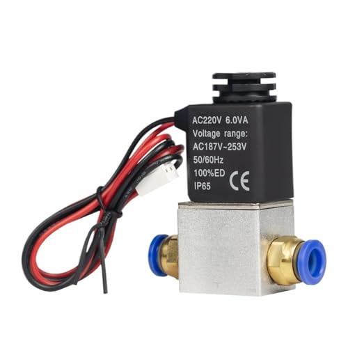 DC 12V 24V 110V 220V Elektrisches Magnetventil 1/4" 2-Wege-Normalerweise geschlossene direktwirkende pneumatische Ventile(AC 110V,ADD PC10) von QZROPXOH