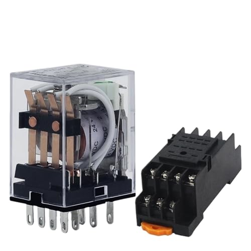 MY4P HH54P MY4NJ Spule Allgemeiner DPDT Micro Mini Elektromagnetischer Schalter mit Sockel Basis LED AC 110V 220V DC 12V 24V(DC,12V-with Base) von QZROPXOH