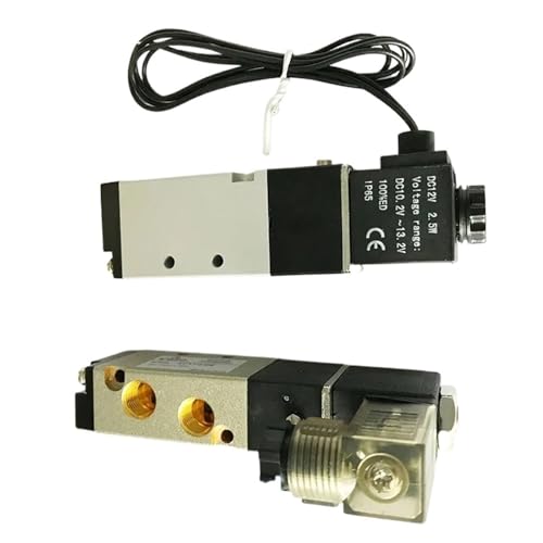 Pneumatisches Magnetventil 4V110-06 4V110-M5 Anschluss 1/8 Zoll BSP M5 12 V 24 DC 5/2-Wege-Steuerventil mit Kabelanschluss Steckertyp(M5,24V_LED LIGHT TYPE) von QZROPXOH