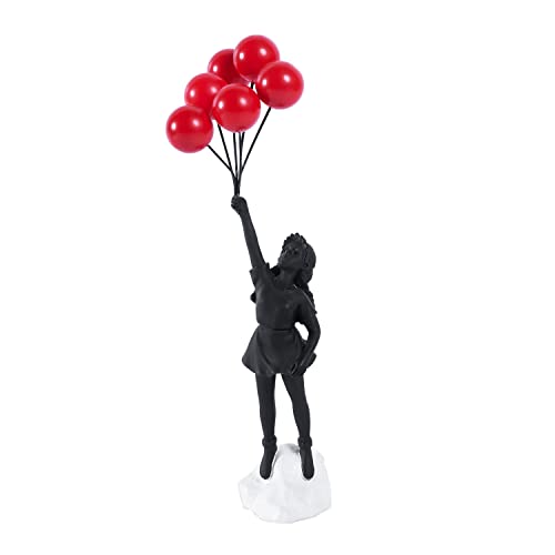 QZVANLON Flying Balloons Girl Statue, Modern Art Sculptures for Home Decor, Resin Figure Sculpture Crafts Ornament, Collectible Figurines Living Room Decoration von QZVANLON