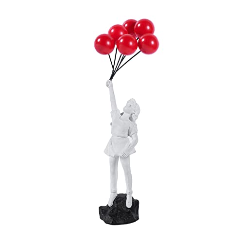 Fliegende Luftballons Mädchen Statue, Moderne Kunst Skulpturen für Wohnkultur, Harzfigur Skulptur Basteln Ornament, Sammelfiguren Wohnzimmer Dekoration von QZVANLON