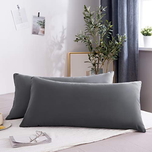 QZY 2er Pack Kissenbezug 40x80cm Hochwertig & Qualitäts Kissenhülle mit Reißverschluss 100% Microfaser in Dunkelgrau von QZY