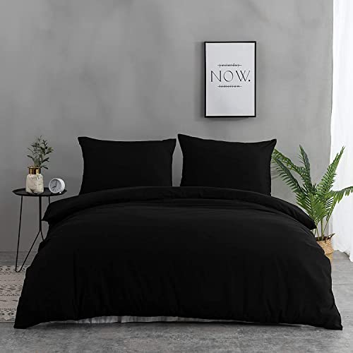 QZY Bettwäsche 200x220 cm Super Weiche 100% gebürstetes Mikrofaser mit Einer Qualität von 110 g/m²,2 Kopfkissenbezug 80x80 cm Schwarz QZY Bettwäsche 200x220 cm Super Weiche 100% gebürstetes Mikrofaser mit Einer Qualität von 110 g/m²,2 Kopfkissenbezug 80x80 cm Schwarz von QZY
