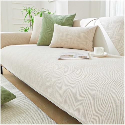 QZYGWCS Couch Überzug Weicher Chenille Vollton: Universelle rutschfeste Sofabezug Hund Katze Sofaschoner Antifouling für 1 2 3 4 Sitzer L Form U Form Sektionssofa Ecksofa von QZYGWCS
