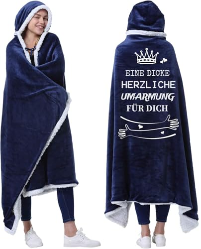 QZYGWCS Eine Dicke Herzliche Umarmung FÜR Dich Geschenk für Frauen Tragbare Decke Sofadecke Kuscheldecke Flauschig Kuscheldecke (Blau, 120CM*185CM) von QZYGWCS