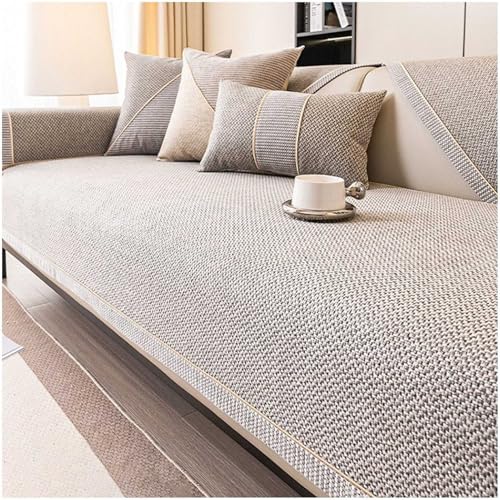 QZYGWCS Sofa Überzug Weiche rutschfest Sofabezug: Gewebter Sofabezug Aus Baumwolle und Leinen 1 2 3 4 Sitzer L Form Sofabezug Universelle Sofaschoner von QZYGWCS