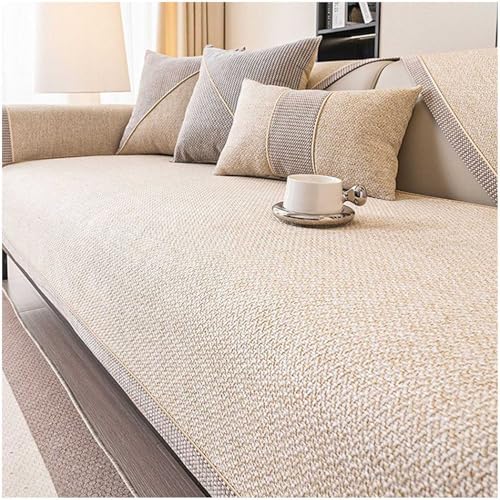 QZYGWCS Sofa Überzug Weiche rutschfest Sofabezug: Gewebter Sofabezug Aus Baumwolle und Leinen 1 2 3 4 Sitzer L Form Sofabezug Universelle Sofaschoner von QZYGWCS