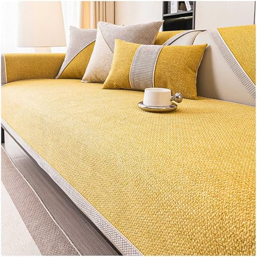 QZYGWCS Sofa Überzug Weiche rutschfest Sofabezug: Gewebter Sofabezug Aus Baumwolle und Leinen 1 2 3 4 Sitzer L Form Sofabezug Universelle Sofaschoner von QZYGWCS