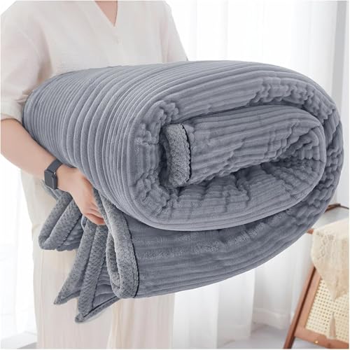 Überwurfdecke Super Weich GemüTlich Warm FlauSchig Flauschig Kaninchenfell Decke für Bett Sofa Solide Wendbar Lange und Flauschige Haardecke Geeignet für Herbst und Winter (Grau, 200 x 230 cm) von QZYGWCS