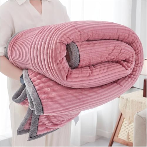 Überwurfdecke Super Weich GemüTlich Warm FlauSchig Flauschig Kaninchenfell Decke für Bett Sofa Solide Wendbar Lange und Flauschige Haardecke Geeignet für Herbst und Winter (Rosa, 180 x 200 cm) von QZYGWCS