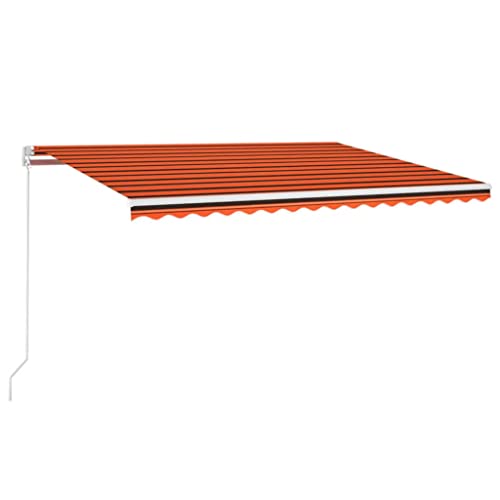 Garten Markise Balkonmarkise Terrassenmarkise Gelenkarmmarkise Einziehbar mit LED 450x300 cm Orange und Braun für Terrasse von QZZCED