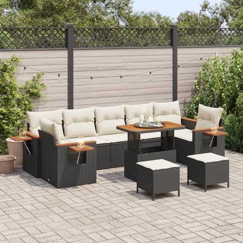 QZZCED 10-TLG. Garten-Sofagarnitur mit Kissen Schwarz Poly Rattan Outdoor Sofa Set Garten Couch Set für Rasenflächen QZZCED 10-TLG. Garten-Sofagarnitur mit Kissen Schwarz Poly Rattan Outdoor Sofa Set Garten Couch Set für Rasenflächen von QZZCED