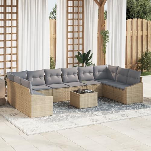 QZZCED 11-TLG. Garten-Essgruppe mit Kissen Schwarz Poly Rattan Gartenmöbel Set Outdoor Lounge Möbel für Balkone QZZCED 11-TLG. Garten-Essgruppe mit Kissen Schwarz Poly Rattan Gartenmöbel Set Outdoor Lounge Möbel für Balkone von QZZCED