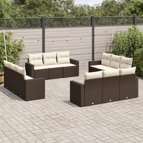 QZZCED 12-TLG. Garten-Sofagarnitur mit Kissen Braun Poly Rattan Garten Couch Patio Sofa für Balkone QZZCED 12-TLG. Garten-Sofagarnitur mit Kissen Braun Poly Rattan Garten Couch Patio Sofa für Balkone von QZZCED