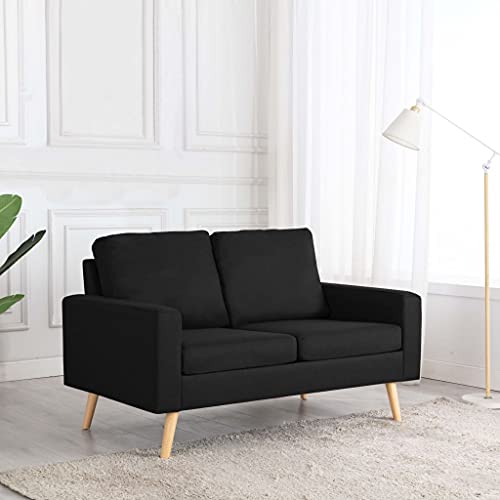 QZZCED 2-Sitzer-Sofa Schwarz Stoff Wohnzimmersofas Wohnzimmersofa für Schlafzimmer von QZZCED