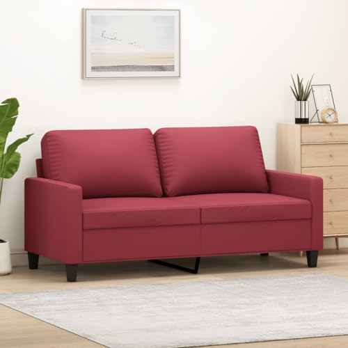 QZZCED 2-Sitzer-Sofa Weinrot Multifunktionales Sofa Schlafzimmersofas für Gästehaus 140 cm Kunstleder von QZZCED