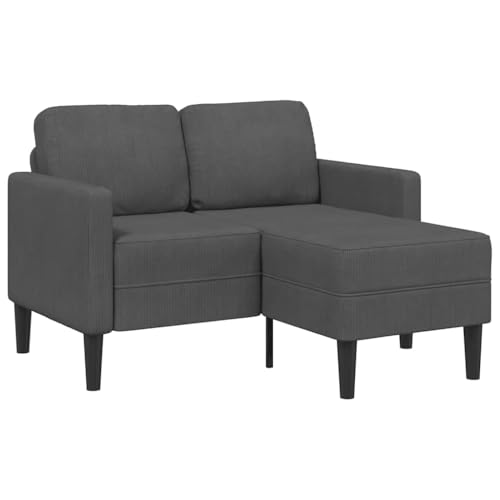 QZZCED 2-Sitzer-Sofa mit Chaiselongue L-Form Dunkelgrau Bürosofas Wohnzimmersofa für Büro 125 cm Leinen von QZZCED