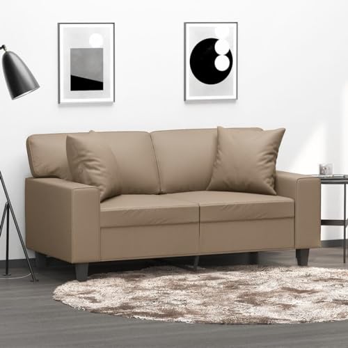 QZZCED 2-Sitzer-Sofa mit Zierkissen Cappuccino-Braun Bürosofas Schlafzimmersofas für zweites Schlafzimmer 120 cm Kunstleder von QZZCED
