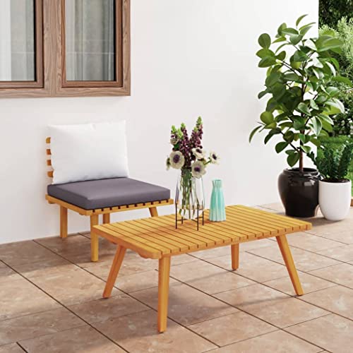 QZZCED 2-TLG. Garten-Lounge-Set mit Kissen Massivholz Akazie Garten Couch Outdoor Sofa für Terrassen von QZZCED