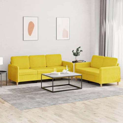 QZZCED 2-TLG. Sofagarnitur mit Kissen Hellgelb Stoff Multifunktionales Sofa Wohnzimmersofas für Büro von QZZCED