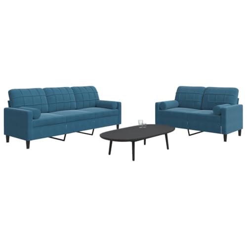 QZZCED 2-TLG. Sofagarnitur mit Kissen und Nackenrollen Blau Samt Wohnzimmersofas Schlafzimmersofas für Wohnzimmer QZZCED 2-TLG. Sofagarnitur mit Kissen und Nackenrollen Blau Samt Wohnzimmersofas Schlafzimmersofas für Wohnzimmer von QZZCED