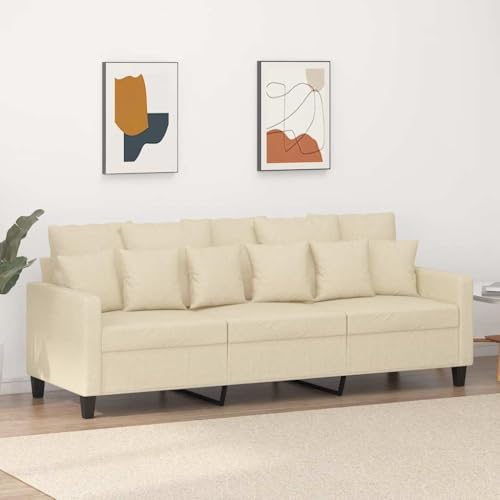 QZZCED 3-Sitzer-Sofa Creme Wohnzimmersofa Schlafzimmersofas für Hotel 180 cm Stoff von QZZCED