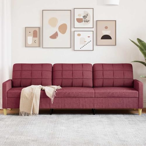 QZZCED 3-Sitzer-Sofa Weinrot Schlafzimmersofas Multifunktionales Sofa für Hotel 210 cm Stoff von QZZCED
