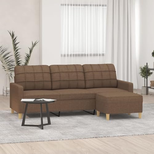QZZCED 3-Sitzer-Sofa mit Hocker Braun Schlafzimmersofas Wohnzimmersofa für Schlafzimmer 180 cm Stoff QZZCED 3-Sitzer-Sofa mit Hocker Braun Schlafzimmersofas Wohnzimmersofa für Schlafzimmer 180 cm Stoff von QZZCED