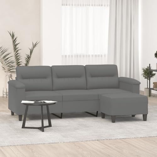 QZZCED 3-Sitzer-Sofa mit Hocker Dunkelgrau Schlafzimmersofas Multifunktionales Sofa für Büro 180 cm Mikrofasergewebe QZZCED 3-Sitzer-Sofa mit Hocker Dunkelgrau Schlafzimmersofas Multifunktionales Sofa für Büro 180 cm Mikrofasergewebe von QZZCED