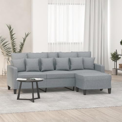 QZZCED 3-Sitzer-Sofa mit Hocker Hellgrau Schlafzimmersofas Wohnzimmersofa für Schlafzimmer 180 cm Stoff QZZCED 3-Sitzer-Sofa mit Hocker Hellgrau Schlafzimmersofas Wohnzimmersofa für Schlafzimmer 180 cm Stoff von QZZCED