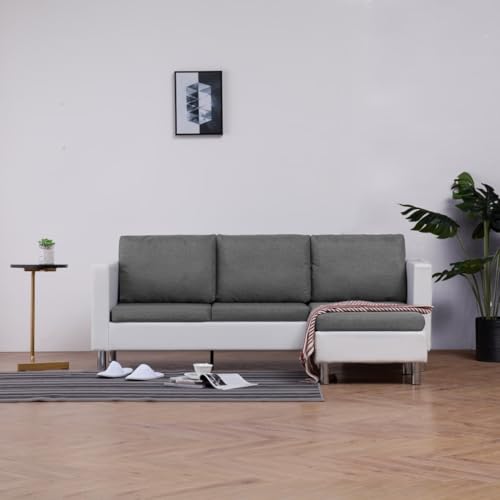 QZZCED 3-Sitzer-Sofa mit Kissen Weiß Kunstleder Bürosofas Multifunktionales Sofa für Schlafzimmer von QZZCED