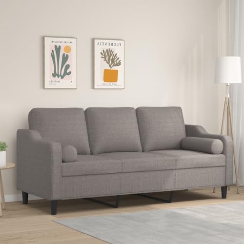 QZZCED 3-Sitzer-Sofa mit Zierkissen Taupe Multifunktionales Sofa Wohnzimmersofas für Schlafzimmer 180 cm Stoff von QZZCED