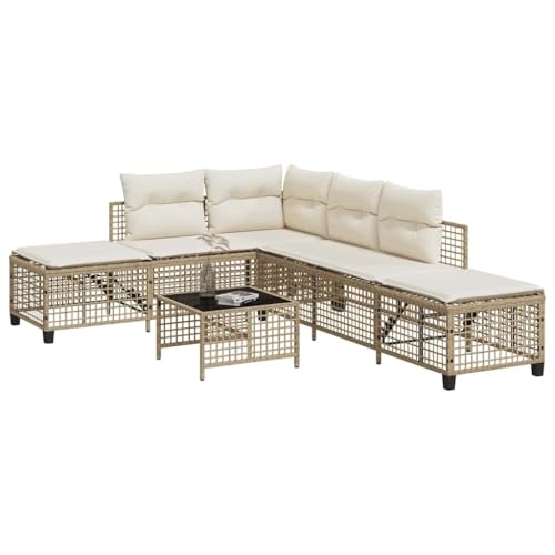 QZZCED 3-TLG. Garten-Ecksofa-Set mit Kissen Beige Poly Rattan Garten Lounge Set Balkon Sofa Set für Balkone von QZZCED