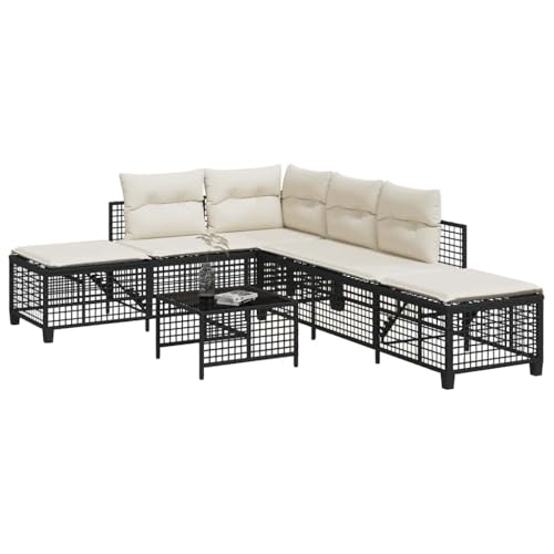 QZZCED 3-TLG. Garten-Ecksofa-Set mit Kissen Schwarz Poly Rattan Outdoor Sofa Set Garten Lounge Set für Gärten QZZCED 3-TLG. Garten-Ecksofa-Set mit Kissen Schwarz Poly Rattan Outdoor Sofa Set Garten Lounge Set für Gärten von QZZCED