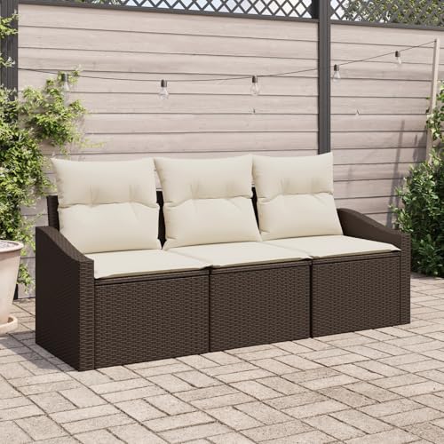 QZZCED 3-TLG. Garten-Essgruppe mit Kissen Braun Poly Rattan Garten Lounge Set Terrassensofa Set für Rasenflächen QZZCED 3-TLG. Garten-Essgruppe mit Kissen Braun Poly Rattan Garten Lounge Set Terrassensofa Set für Rasenflächen von QZZCED