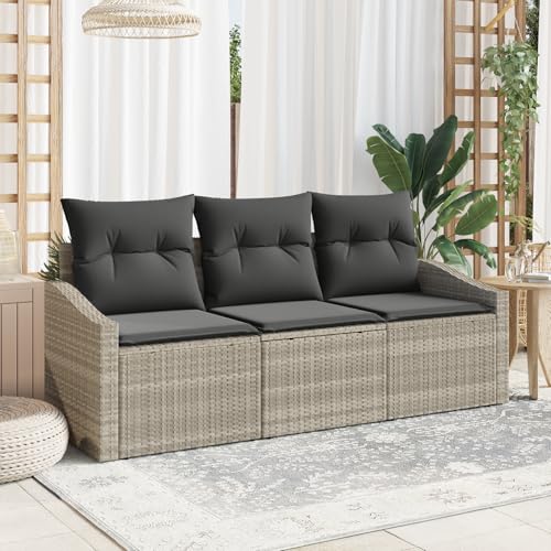 QZZCED 3-TLG. Garten-Essgruppe mit Kissen Hellgrau Poly Rattan Garten Lounge Set Terrassenmöbel Set für Rasenflächen QZZCED 3-TLG. Garten-Essgruppe mit Kissen Hellgrau Poly Rattan Garten Lounge Set Terrassenmöbel Set für Rasenflächen von QZZCED